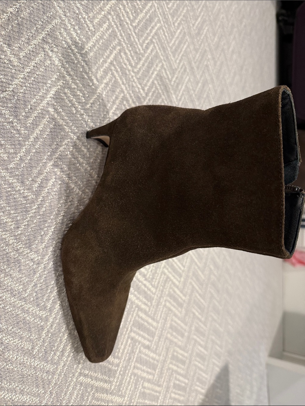 STAUD Brown Suede Pointed-Toe Ankle Boots